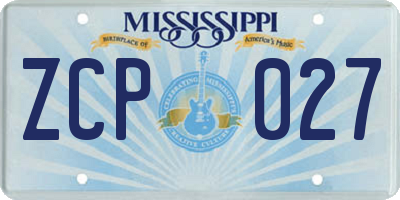 MS license plate ZCP027