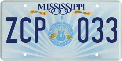MS license plate ZCP033