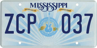MS license plate ZCP037
