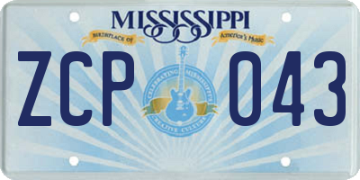 MS license plate ZCP043