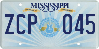 MS license plate ZCP045