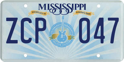 MS license plate ZCP047