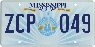MS license plate ZCP049