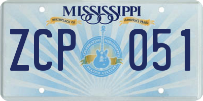 MS license plate ZCP051