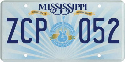 MS license plate ZCP052