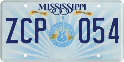 MS license plate ZCP054