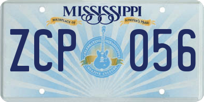 MS license plate ZCP056