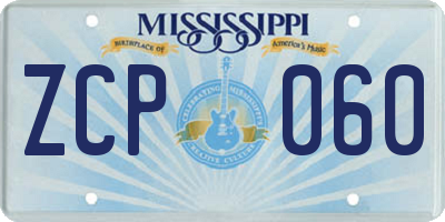 MS license plate ZCP060