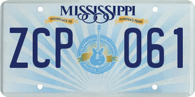 MS license plate ZCP061