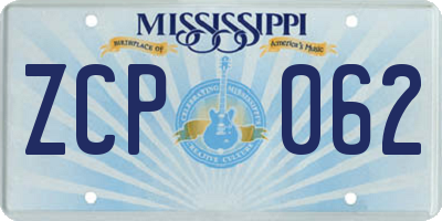 MS license plate ZCP062