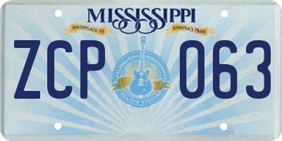 MS license plate ZCP063