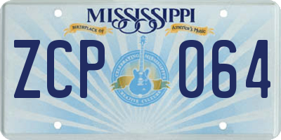 MS license plate ZCP064