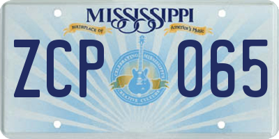 MS license plate ZCP065