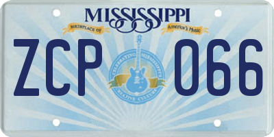 MS license plate ZCP066