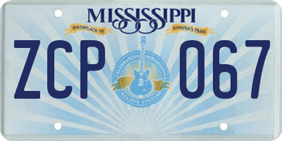 MS license plate ZCP067