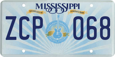 MS license plate ZCP068