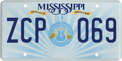 MS license plate ZCP069