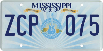 MS license plate ZCP075