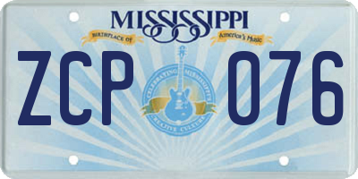 MS license plate ZCP076