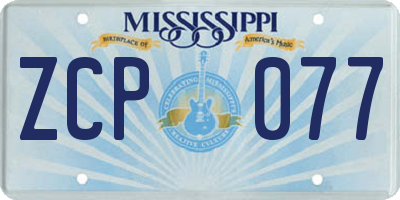 MS license plate ZCP077