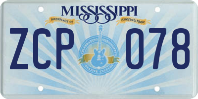 MS license plate ZCP078