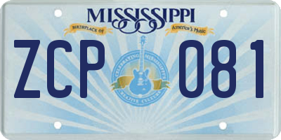 MS license plate ZCP081
