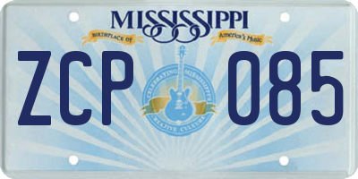 MS license plate ZCP085