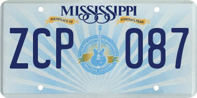 MS license plate ZCP087