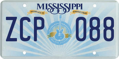 MS license plate ZCP088