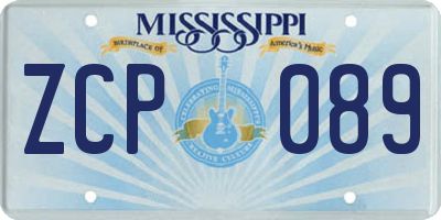 MS license plate ZCP089