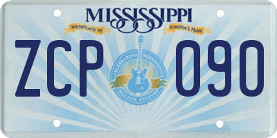 MS license plate ZCP090