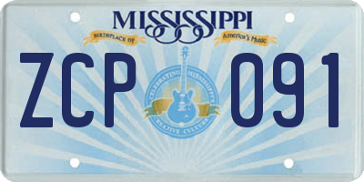 MS license plate ZCP091