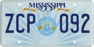 MS license plate ZCP092