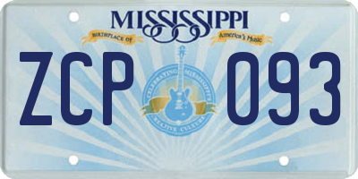 MS license plate ZCP093
