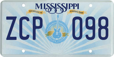 MS license plate ZCP098