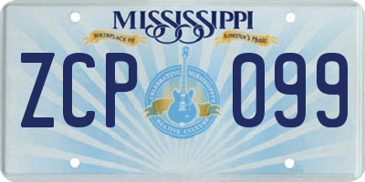 MS license plate ZCP099