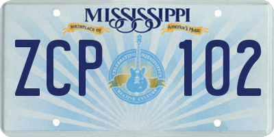 MS license plate ZCP102