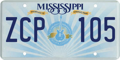 MS license plate ZCP105