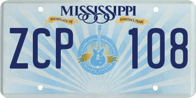 MS license plate ZCP108