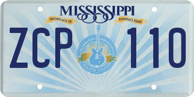 MS license plate ZCP110