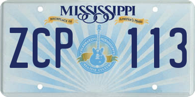 MS license plate ZCP113