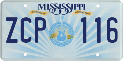 MS license plate ZCP116