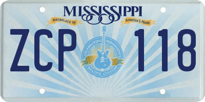 MS license plate ZCP118