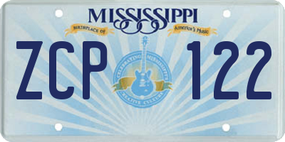MS license plate ZCP122