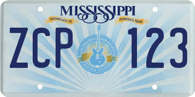 MS license plate ZCP123