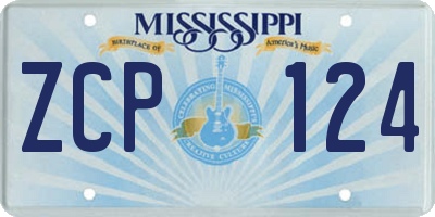 MS license plate ZCP124