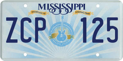 MS license plate ZCP125
