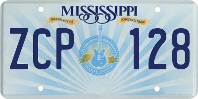 MS license plate ZCP128