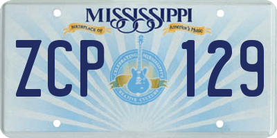 MS license plate ZCP129