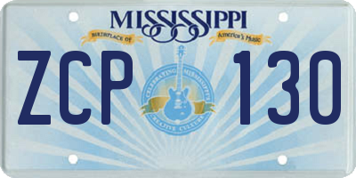 MS license plate ZCP130